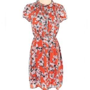Anthropology-Maeve Floral Print Dress - Orange and Grey. Size 4
